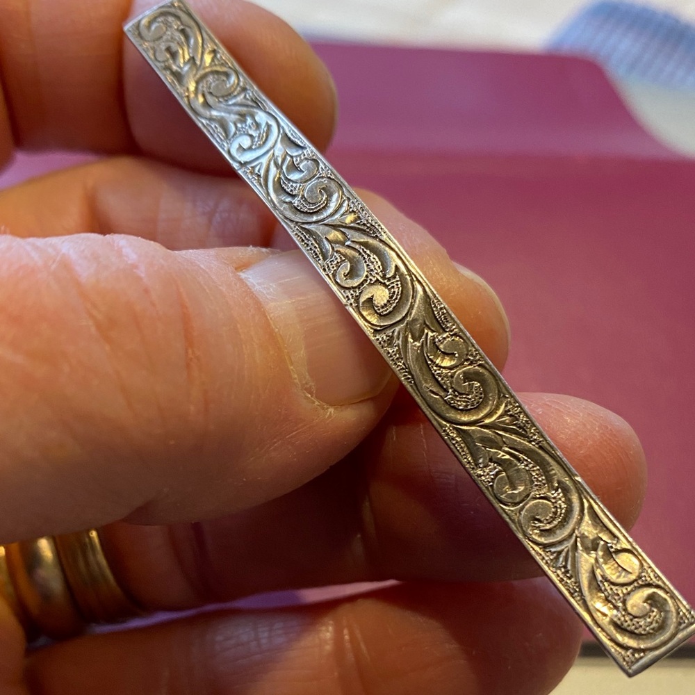 Vintage Sterling Design Curved Bar-Brooch